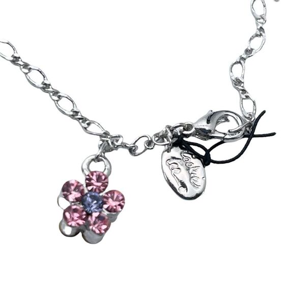 NWT Cookie Lee Australian Crystal Silvertone Pink & Purple Flower Bracelet - Picture 1 of 5
